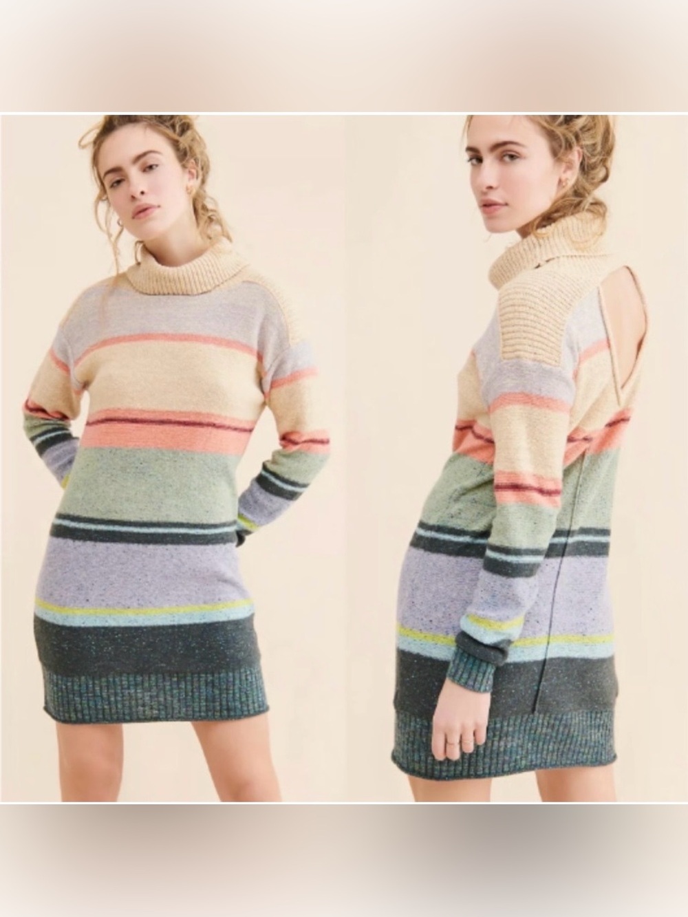 Anthropologie Daily Practice Keep It Cool Sweater Dress Small Stripe Open Back